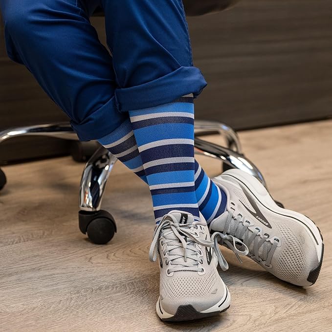 Medical Grade Compression Socks for Men & Women 15-20 mmHg by OrthoSleeve (Blue Argyle, Small)
