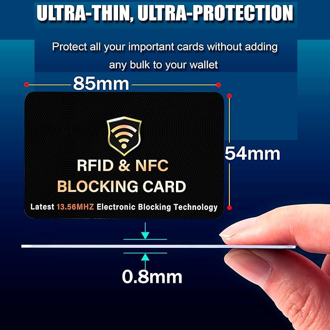 SaiTech IT 10 Pack RFID Blocking Card, One Card Protects Entire Wallet Purse, NFC Contactless Bank Debit Credit Card Protector ID ATM Guard Card Blocker–(Black)