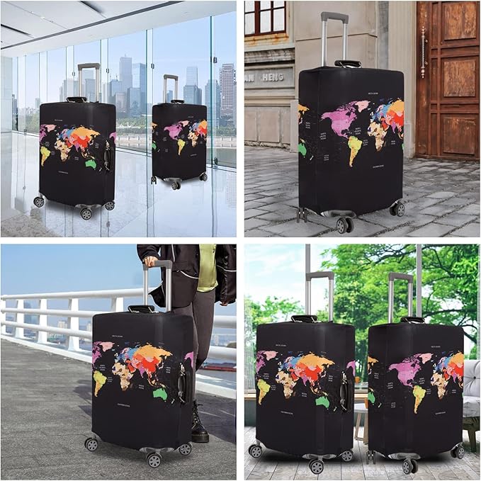 MosaiRudo Thicker Luggage Cover Elastic Suitcase Cover Protector Fits 18-32 Inch Suitcase Travel Accessories (Colorful, M)
