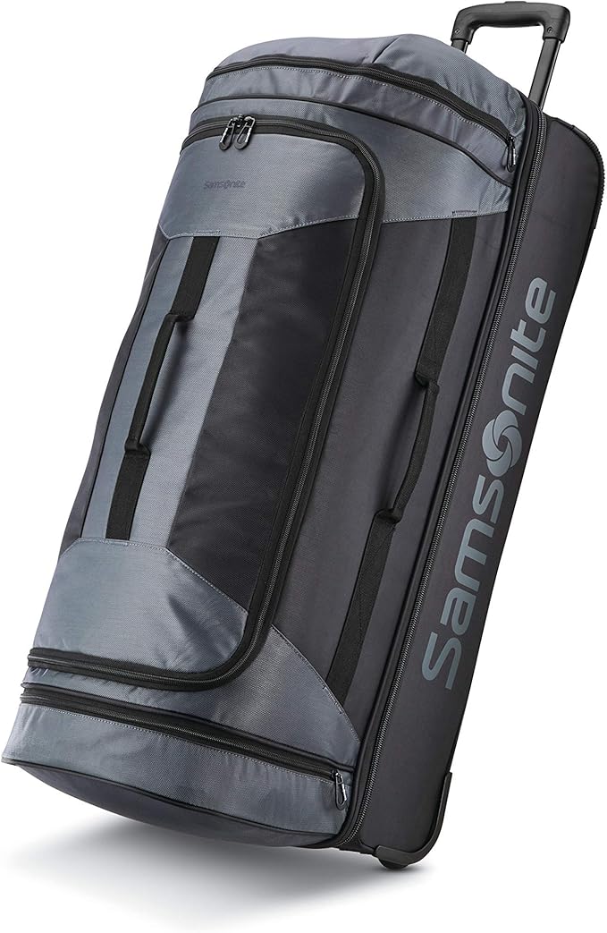 Samsonite Andante 2 Wheeled Duffel Bag – 32-Inch Durable Rolling Luggage with Inline Skate Wheels, Push-Button Handle & Spacious Compartments – Travel-Friendly and Lightweight - Riverrock/Black