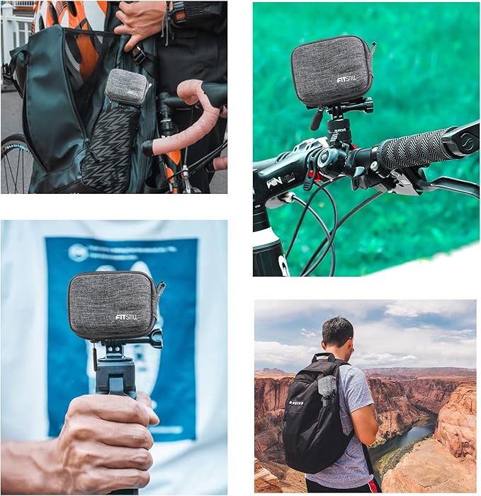 FiTSTILL Grey Weaving Mini Carrying Case for Go Pro Hero 13/12/11/10/9/8/7/(2018)/6/5/4/3+/3 Black,Hard Shell Travel Storage Case for AKASO,Campark,YI Action Camera and More