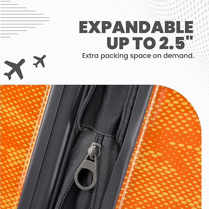 Spyder Matrix 25 Inch Medium Checked Luggage Expandable Hardside Upright Suitcase with 360° Spinner Wheels, TSA Approved Lock, Orange