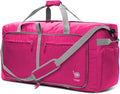 Bago Large Foldable Duffel Bags for Traveling Women & Men - 120L Packable Duffle Bag for Travel with Shoe Compartment - Water Repellant, Heavy Duty, Lightweight Folding & Collapsible (Pink)