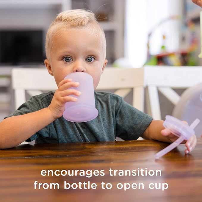 Olababy Silicone Training Cup with Straw Lid | Babies Water Drinking Cup | 6+ Mo Infant To 12-18 Months Toddler | Sippy Cup For Kids & Smoothie Cup | Baby Led Weaning (Lemon, 5 oz)