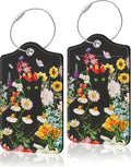 2 Pack Luggage Tag for Suitcase, Cute Unique Leather Suitcase Tags Identifiers with Privacy Name Address Labels & Durable Steel Loop for Women Men Travel
