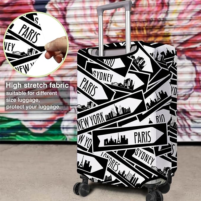 Travel Luggage Cover Suitcase Protector Fits 18-32 Inch Wheel Covers PatternedTravel Related Items Flower Luggage Protector Elastic L