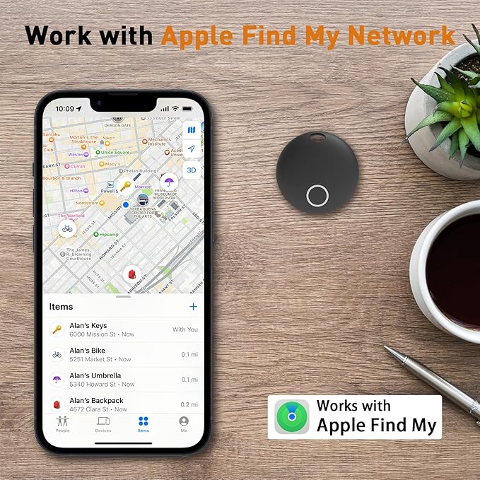 Air Tracker Tags-4 Pack [Apple MFi Certified] (iOS Only), Smart Bluetooth Tracker, Compatible with Apple Find My, Item Locator for Keys, Luggage, Wallet, Suitcase, Bags, IP67 Waterproof