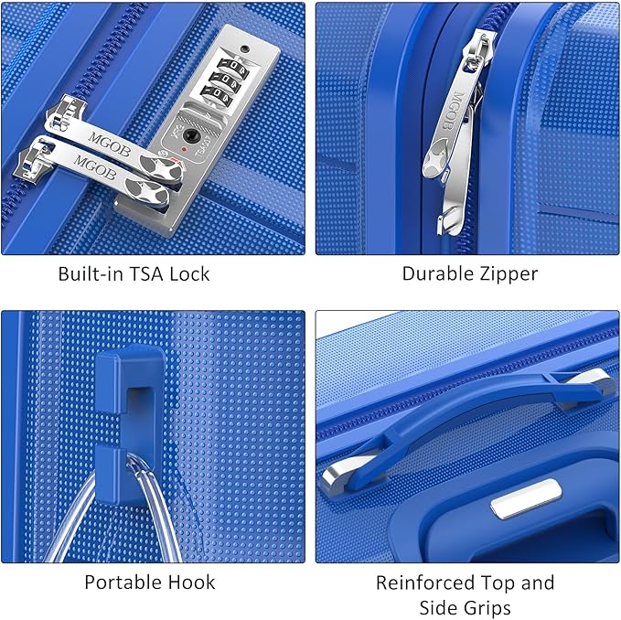 28 Inch Luggage with Spinner Wheels, Large Hard Shell Suitcase, Lightweight PP Luggages with TSA Lock, Checked-Large Suitcases 28-Inch, Blue