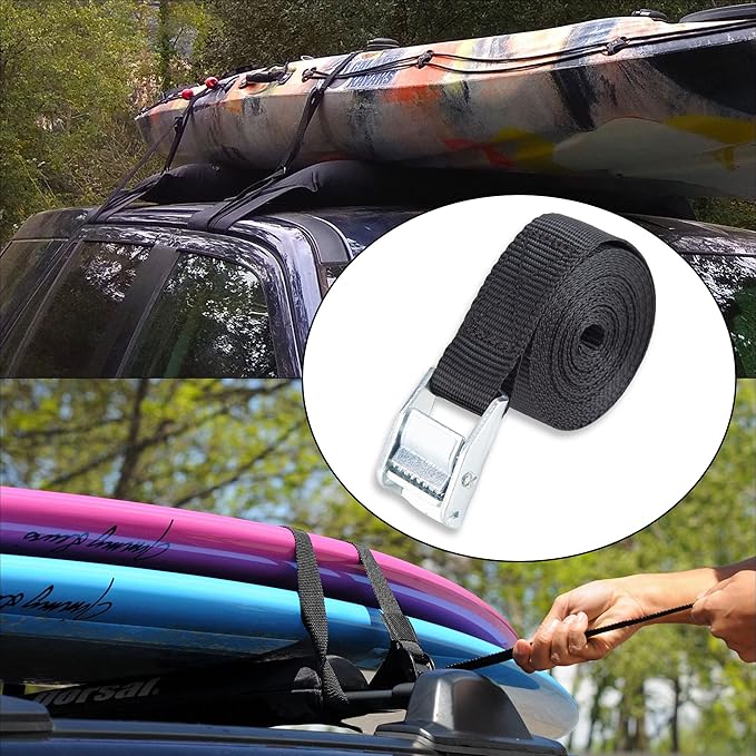 Cartman 1" x 12' Lashing Straps Cargo Tie-Down Strap Up to 600lbs, 16pk in Carry Bag, Black