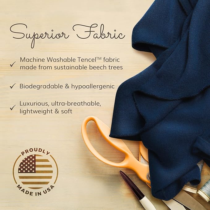 Happyluxe Odyssey Travel Pillow for Long Flights - Soft, Small, Alternative to Down and Memory Foam. 17 x 13in - Made in The USA, Navy Blue Airplane Pillow for Adults Sleeping, Camping or Nap