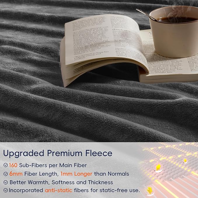 PHF Ultra Soft Fleece Blanket Twin Size, No Shed No Pilling Luxury Plush Cozy 300GSM Lightweight Blanket for Bed, Couch, Chair, Sofa Suitable for All Season, 66" x 90", Dark Grey