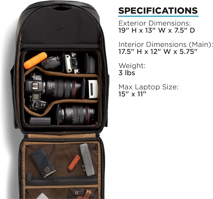 NOMATIC Peter Mckinnon Camera Pack 25L, Ladder & Divider - DSLR Camera Backpack for Men And Women, Extra Large Photography Bag, Travel Camera Backpack, Weekend Bag