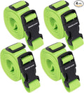 Buckle Straps with Clips, Adjustable Nylon Strap with Buckle, Packing Strap, Green 4 Pack (6’x1)
