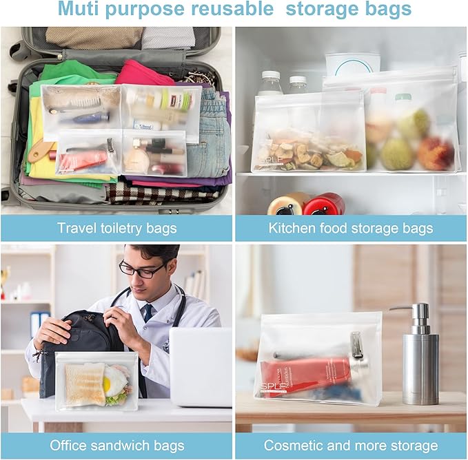 SPLF 4 Pack Leakproof Clear Toiletry bags, TSA Approved Quart Size Zipper Bags, BPA Free Travel Makeup Cosmetic Bags for Women Men, Carry on Airport Airline Compliant Bags