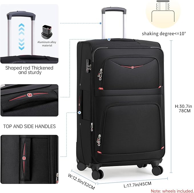 Softside Expandable Luggage with 4 Spinner Wheels, Durable Checked-Luggage Suicase (Gray, 29-Inch)