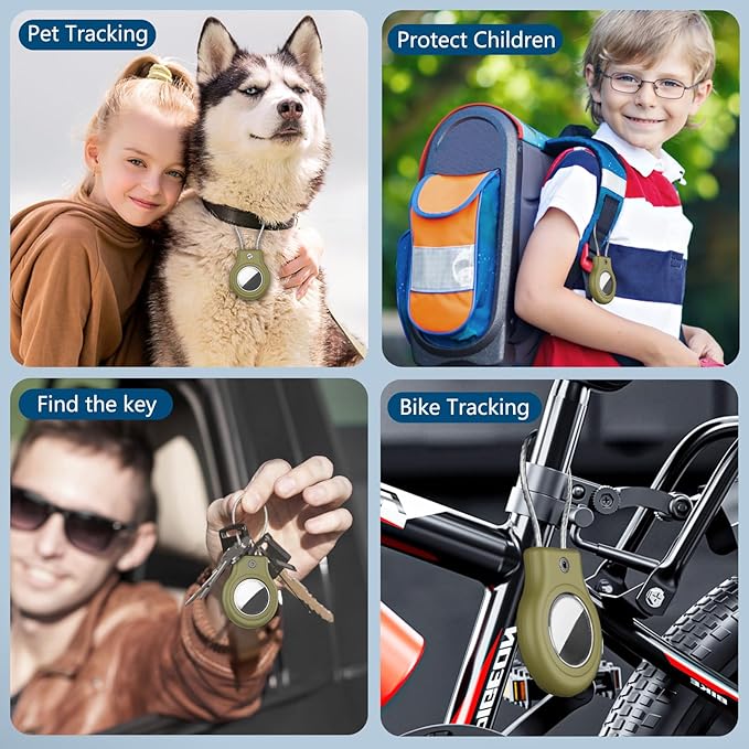 Waterproof Airtag Holder,Airtag Case with Secure Lock,Airtags Keychain for Apple Airtag,Anti-Lost Protective Cover Air tag Accessories for GPS Item Finder Tracker Luggage,Key,Pet,Cat Dog,Cedar Green