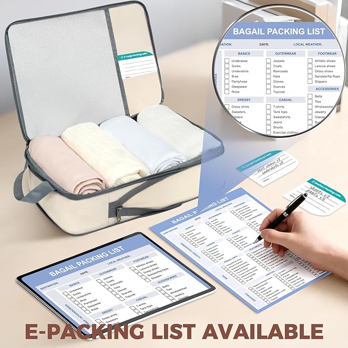 BAGAIL 6 Set/4 Set Lightweight Compression Packing Cubes for Travel, Anti-Tearing Expandable Organizer Bags for Suitcase