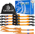 Ratchet Straps 4 Pack - 5,208 Lbs Break Strength 1.5 in x 8.2 Ft Heavy Duty Ratchet Tie Down Straps with S Hooks Set for Truck, Cargo Van, Trailer, Motorcycle (Orange)