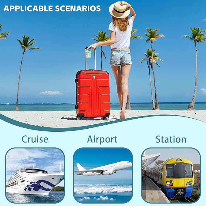 Emerald Marble Luggage Tag for Suitcase Set of 2 PU Leather Cute Luggage Tags with Stainless Metal Loop ID Label Privacy Flap Suitcase Tags for Women and Men Travel
