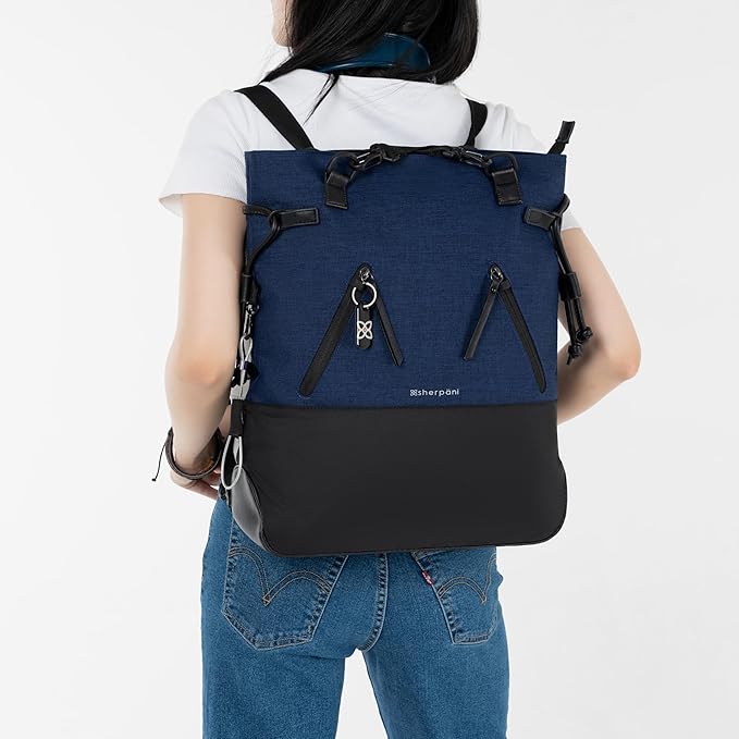 Sherpani Tempest, Anti-Theft Convertible Backpack, Teacher Tote Bag, Travel Backpack for Women, Fits 15 Inch Laptop (No Sleeve) (Indigo)