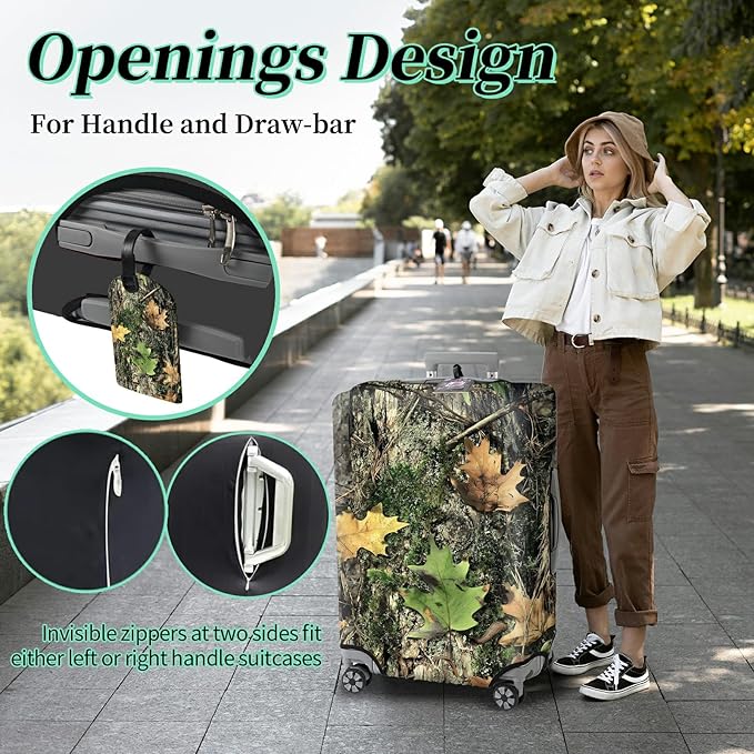 Luggage Cover Plus - Camo Tree Travel Suitcase Cover for 26-28 inch Luggage with Concealed Zipper, Washable Elastic Cloth, Dustproof, Anti-Scratch