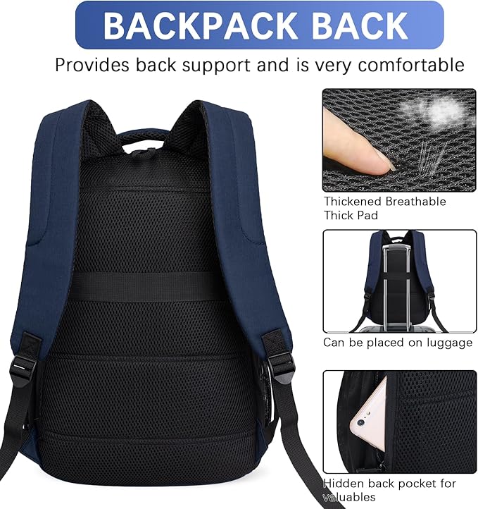 LARIPOP Travel Laptop Backpack,15.6 Inch Business Laptop backpack for Men Women with USB Charging Port,Water-Resistant Laptopack Weekender Daypack for Work College Computer