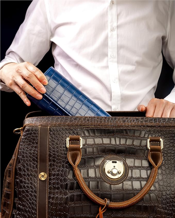 MR.OKAY 2 Watch Travel Case- Classic Leather Watch Case With Superb Texture.(Portable Watch Roll Or Organizer For Storage And Display).Festival Gift For Men, All Handcrafted By Artisans.