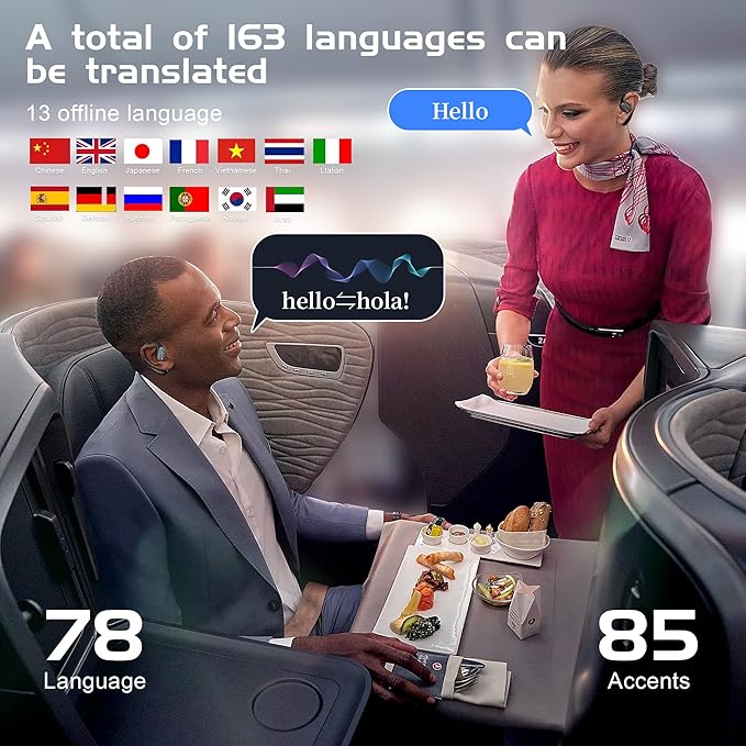IAMJOY Language Translation Earbuds, 163 Two Way AI Translator Earbuds Language Translator OWS Earbuds Real Time 3-in-1 Online Translator Device with APP Fit iOS ＆ Android for Travel Business Learning