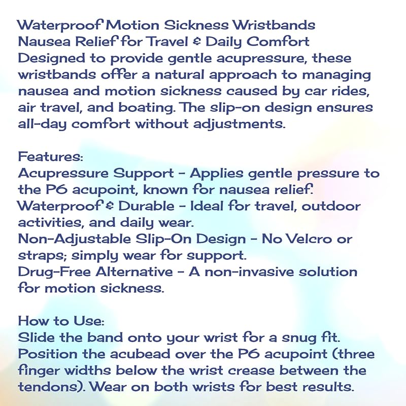 Motion Sickness Relief Acupressure Wristbands for Kids and Adults – Waterproof, Slip-On, Nausea Relief, Motion Sickness, Travel (2 Pack) (Purple, Small 6)