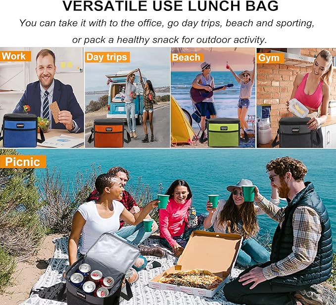 6 Can/5L Lunch Bag for Women Men Portable Lunch Box Small Cooler Bag Soft Collapsible Reusable Insulated Lunch Tote for Everyday Work Travel (Blue)