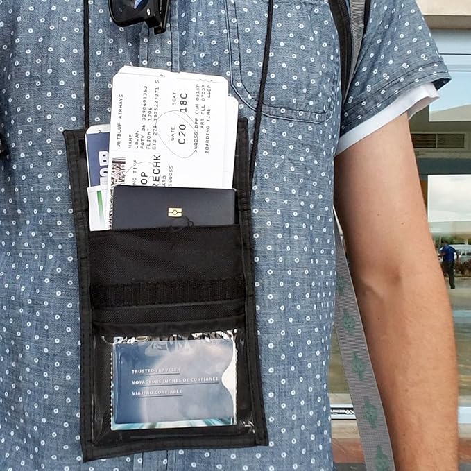 Specialist ID 2 Pack - Travel Passport Wallet - 4 x 3 Display Window - Adjustable Lanyard w/Pen Slots and 3 Pockets for Money, Ticket, Document (Assorted)
