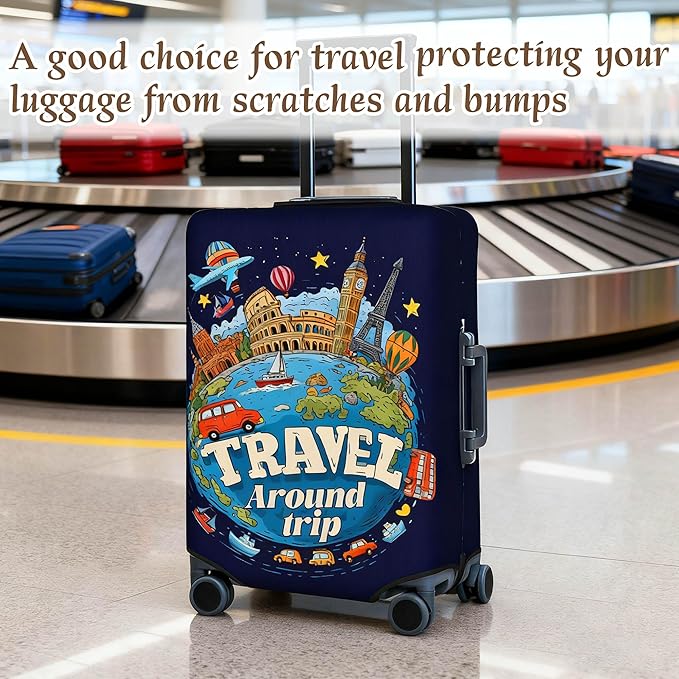 Luggage Cover, Travel Suitcase Covers, Elastic Suitcase Protective Cover, Scratchproof Luggage Protector, Washable Dustproof Trolley Case Protector Fit 22-28 Inch (word, L（25-28inch suitcase）)