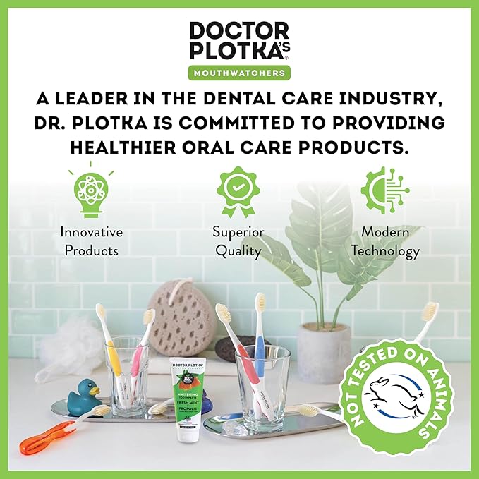 MOUTHWATCHERS Whitening Fluoride Free Naturally Sourced Toothpaste, 3 oz Tube, for Sensitive Teeth and Gums, Fresh Organic Mint and Propolis, by Dr. Plotka's