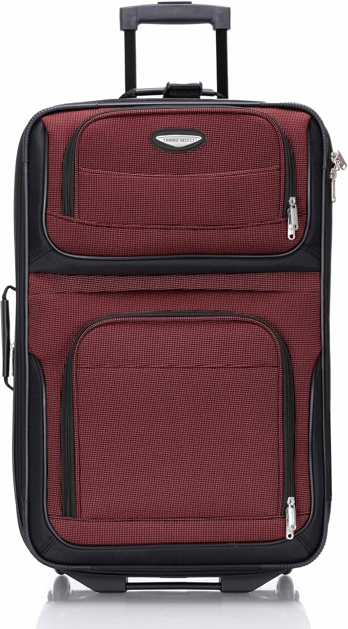 Travel Select Amsterdam 4-Piece Softside Expandable Rolling Luggage Set, Lightweight 2-Wheel Suitcases, Packing Cubes, Travel Tote, Durable Polyester Construction, Burgundy