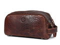 10" Premium Leather Toiletry Travel Pouch With Waterproof Lining | King-Size Handcrafted Vintage Dopp - Kit Gift for Father's Day By Aaron Leather Goods