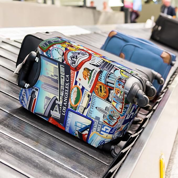 HYPER VENTURE Washable Luggage Cover - Fashion Suitcase Protector Fits 23-26 Inch Luggage (Travel Location, M)