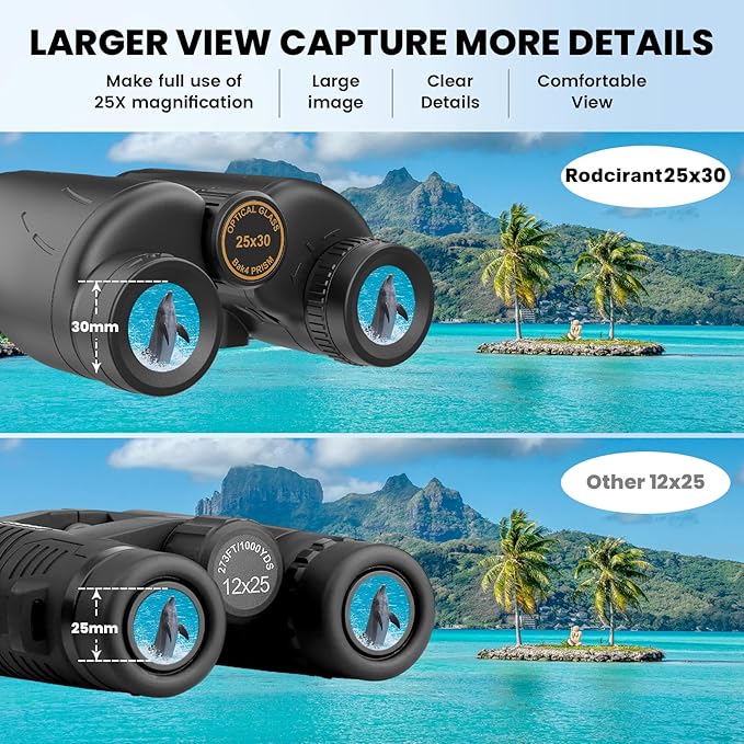 25x30 Professional Large Eyepiece Binoculars for Adults - Complete Kit with Phone Adapter, Tripod Adapter, Waterproof and Compact for Outdoor Adventures