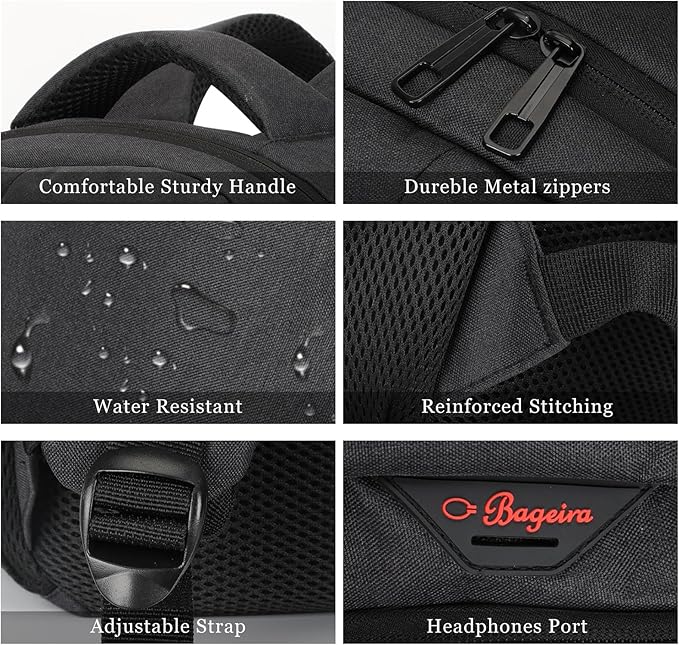 17.3 Inch Laptop Backpack, School Backpacks for teen boys, College High School Backpack. Travel Backpacks with usb Charging Port for Women Men. Anti-theft Waterproof Work Bookbags, Black