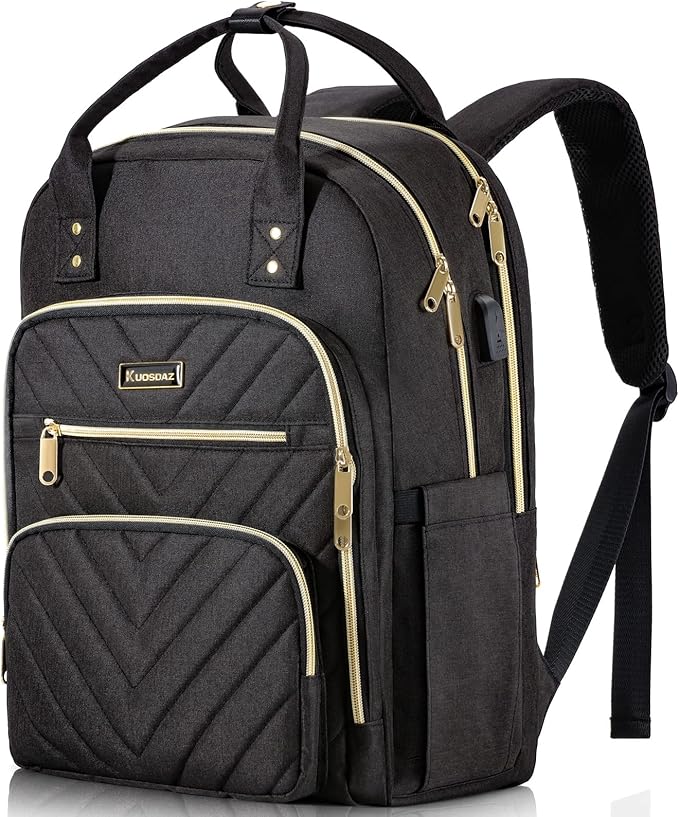 Laptop Backpack for Women Men, School Backpacks for Teens Girls Boys, 17.3 Inch Work Laptop Bag with USB Port Charging, Water Resistant College Bookbags for Girls, Black