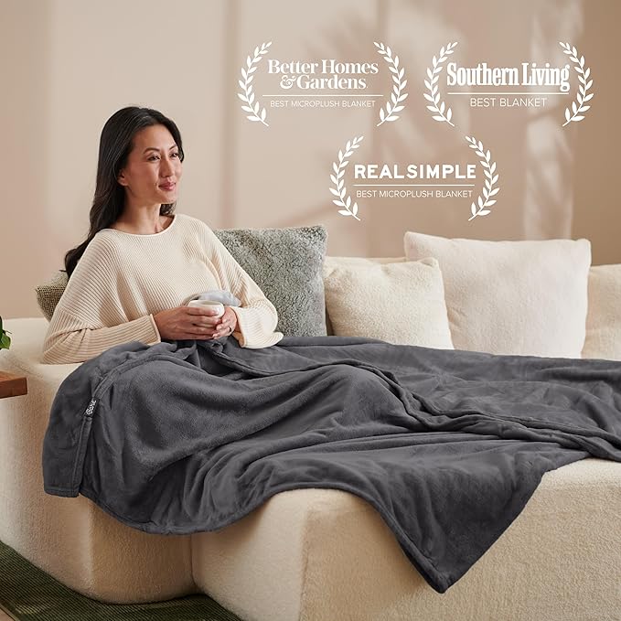 Bare Home Fleece Blanket - Twin/Twin Extra Long - Ultra-Soft Lightweight for Bed, Sofa, and Couch - Luxury Microplush - Cozy Warm Blanket (Twin/Twin XL, Forged Iron Grey)