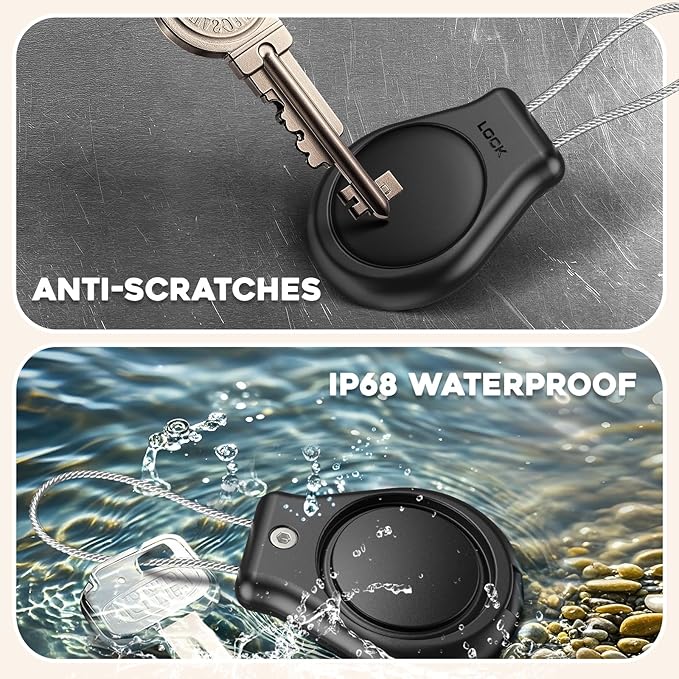 4 Pack Protect Case Compatible with Apple AirTag, Secure GPS Tracker Holder Waterproof with Wire Cable Shockproof & Anti-Theif Suitable for Keychain, Keys, Luggage, Bags and Kids Luggage (4 Pack)