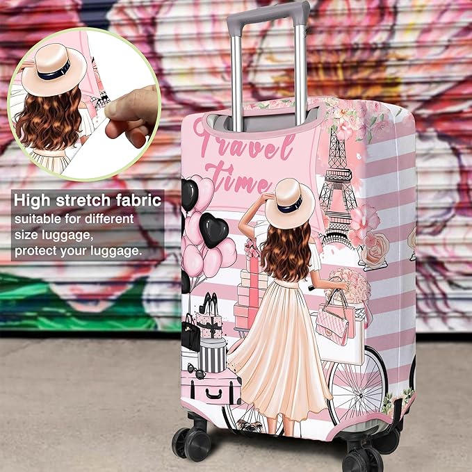 Travel Luggage Cover Suitcase Protector Fits 18-32 Inch Wheel Covers PatternedTravel Related Items Flower Luggage Protector Elastic M