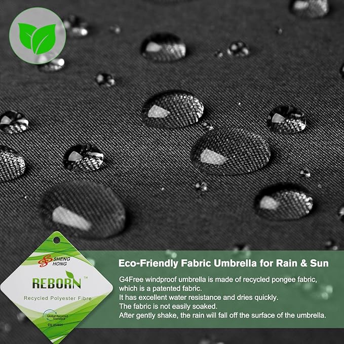 G4Free 42 Inch Eco Windproof Folding Umbrella for Rain & Sun 9 Ribs Wind Resistant Strong Fiberglass Double Canopy with Reflective Strip for Women Men Auto Open Close For Car & Backpack