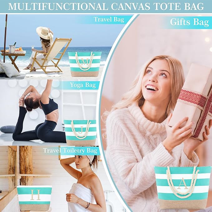 YOOLIFE Beach Bags for Women - Travel Canvas Beach Tote, Pool Waterproof Bag, Travel Essentials, Gifts for Women Birthday