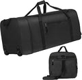 Finnhomy 100L Foldable Rolling Duffel Bag with 2 Wheels, Light Weight Travel Duffel bag with Large Loading Capacity, 32 inch Rolling Duffel bag with Shoulder Strap for Travel Camping Sports, black