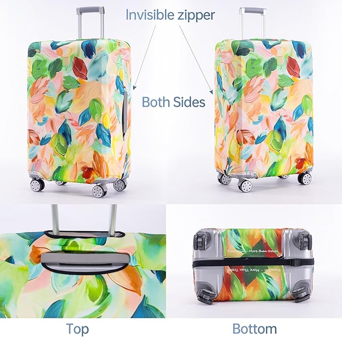 Travelkin Luggage Covers For Suitcase Tsa Approved,Suitcase Cover Protector Fit 18-32 Inch Luggage (Coloured Leaves, XL)