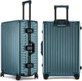 ROAMING Zipperless Luggage 26 Inch with Aluminum Frame, Checked-Large Lightweight 3-Layer PC Hard Shell Suitcase with Spinner Wheels, Metal Travel Luggage with Three TSA Locks, Dark Night Green