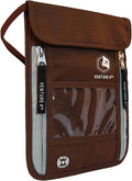 VENTURE 4TH Passport Holder Neck Wallet with RFID Blocking Nylon Lining - Hidden Neck Pouch for Travel (Brown)