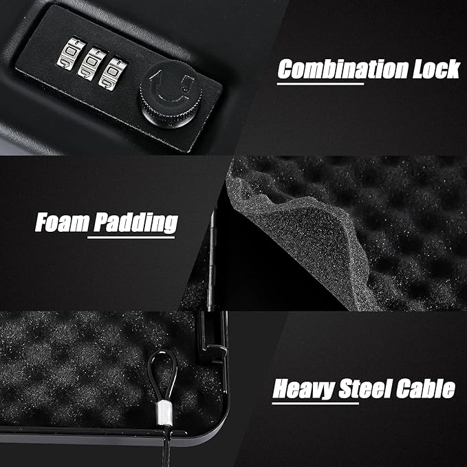 Dalmbox Gun Safe for Pistols Small Handgun Lock Box with Combination Lock Portable Travel Pistol Safe for Car, Home, Travel