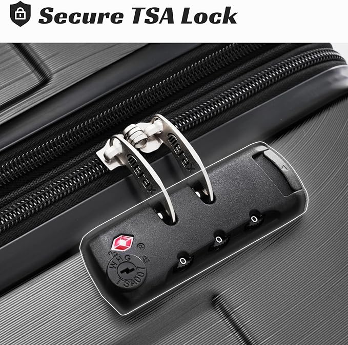 Merax Luggage Set 3 Piece Hardshell Suitcases with Spinner Wheels, TSA Lock, Lightweight Travel Luggage 20" Carry On 24" 28" Checked for Family Trips